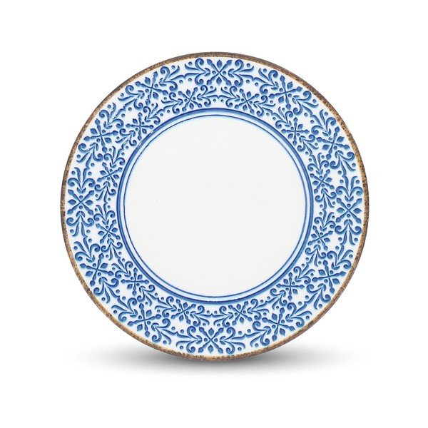 Piatto bianco/blu in porcellana ø 25 cm Azul – BonBistro