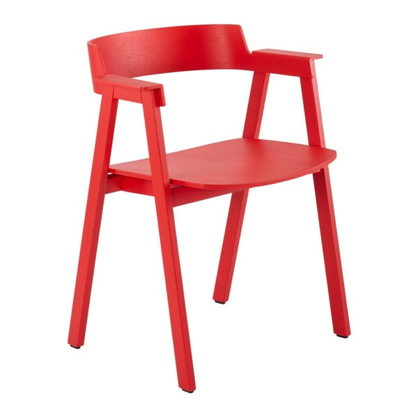 Sedia da pranzo rossa in rovere massiccio con braccioli Flip – Gazzda