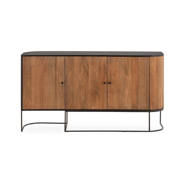 Credenza di colore naturale in mango massiccio 165x90x40 cm Curve – MOME-image-2