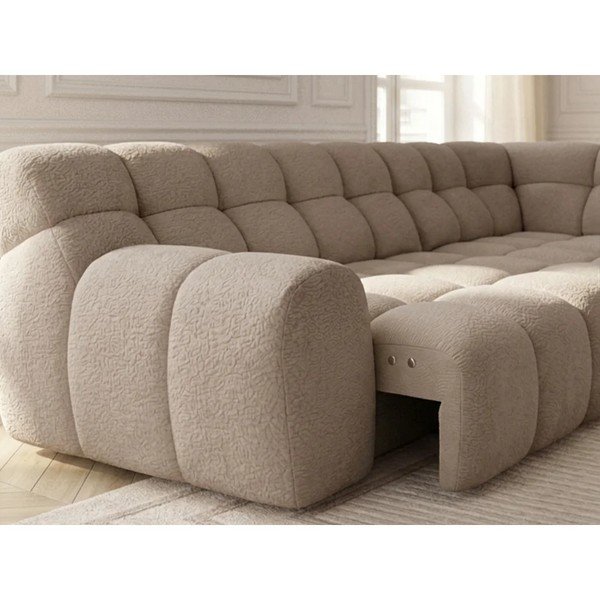 Divano angolare beige allungabile/con movimento relax elettrico (con penisola a destra/a L) Andre – Bobochic Paris-image-4