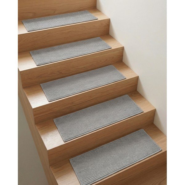 Set di tappeti per scale grigi 16 pz 25x65 cm Silio – Vitaus-image-1