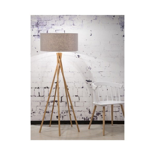 Lampada da terra con paralume grigio chiaro e struttura in bambù Kilimanjaro - Good&Mojo-image-1