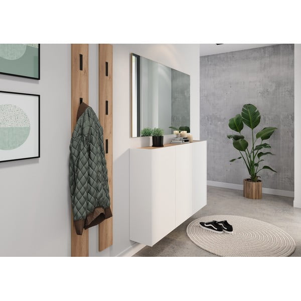 Armadietto bianco con effetto rovere da appendere 138x87x25 cm Libbiano – Germania-image-4