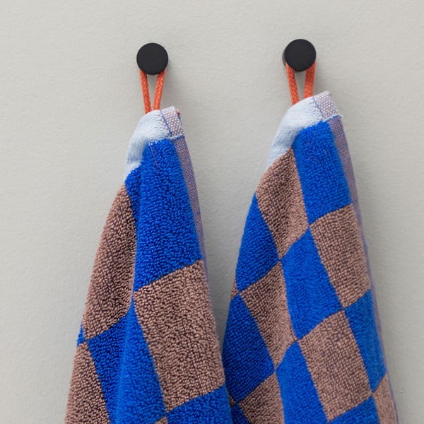 Set di 2 asciugamani in cotone biologico blu-marrone 40x55 cm Retro - Mette Ditmer Denmark-image-1