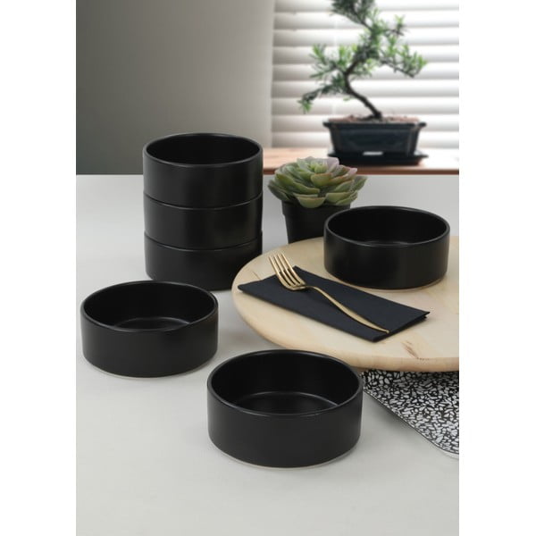 Set da portata in gres nero 6 pezzi ø 14 cm - Hermia-image-1