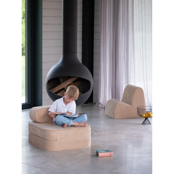 Poltrona per bambini marrone chiaro con rivestimento in velluto a coste Flip – Wigiwama-image-3