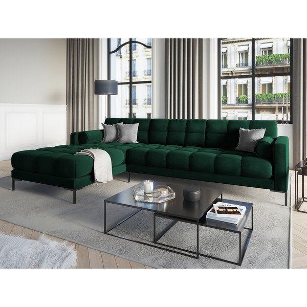 Divano angolare in velluto verde scuro, angolo sinistro Bali - Cosmopolitan Design-image-1