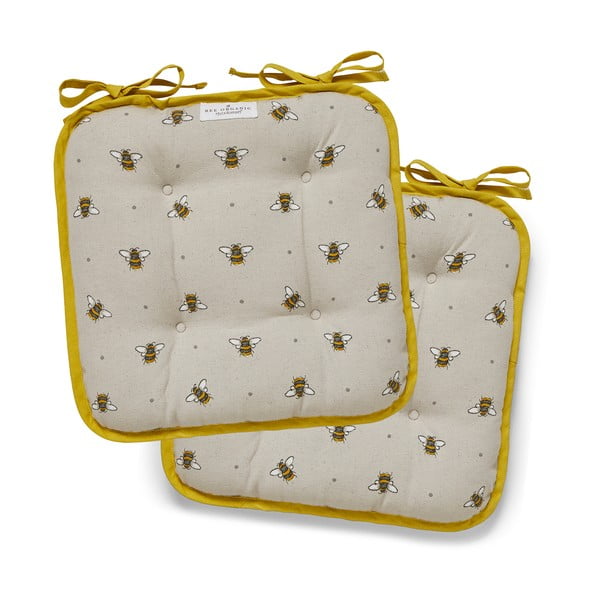 Cuscino di seduta in cotone beige e giallo Bumble Bees - Cooksmart ®-image-4