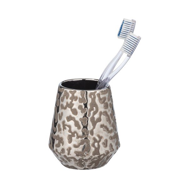 Tazza per spazzolino da denti in ceramica argento Burgos - Wenko-image-2
