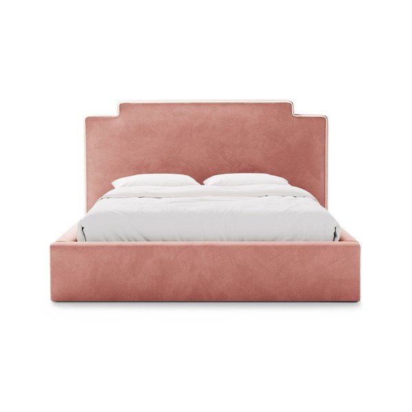 Letto matrimoniale imbottito rosa con contenitore con rete inclusa 180x200 cm Princess – Micadoni -image-3
