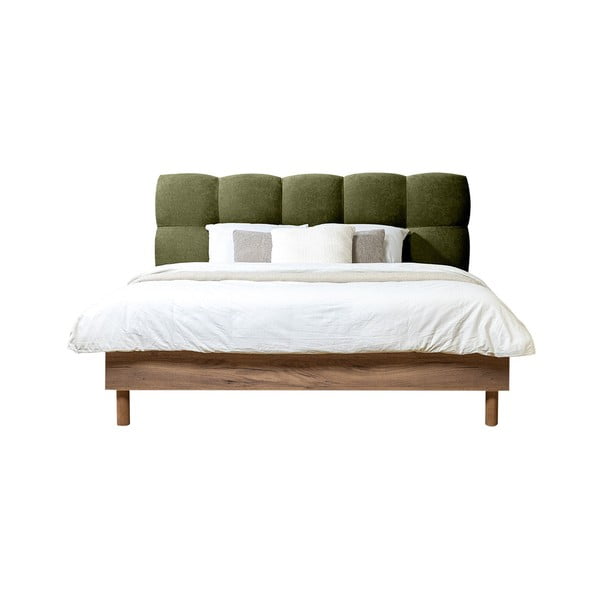 Letto matrimoniale imbottito verde con griglia 160x200 cm Kumo - Bobochic Paris