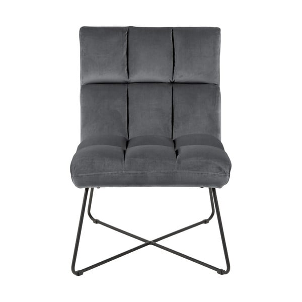 Poltrona grigia con rivestimento in velluto Alba – Actona-image-2