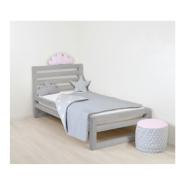 Dětská šedá dřevěná jednolůžková postel Benlemi DeLuxe, 160 x 120 cm