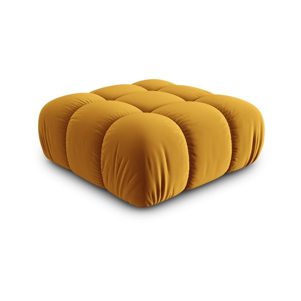 Pouf in velluto giallo Bellis - Micadoni Home-image-3