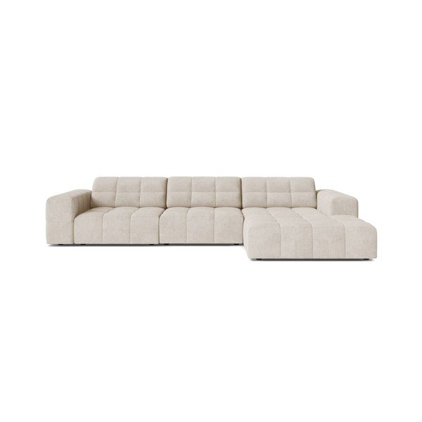 Divano angolare color crema (con penisola a destra/con chaise lounge) con rivestimento in ciniglia Chicago – Cosmopolitan Design