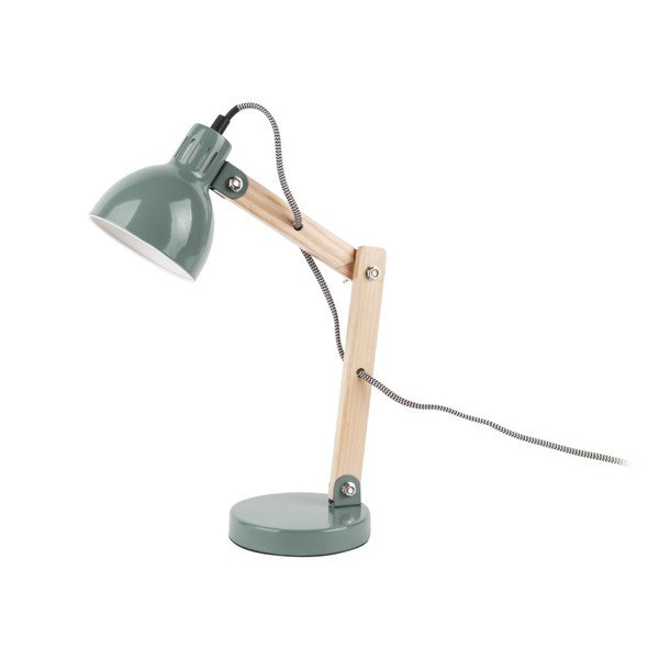 Zelená stolní lampa s dřevěnými detaily Leitmotiv Ogle