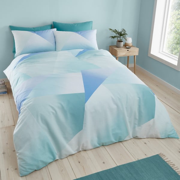 Biancheria da letto singola blu-verde 135x200 cm Ombre Larsson Geo - Catherine Lansfield