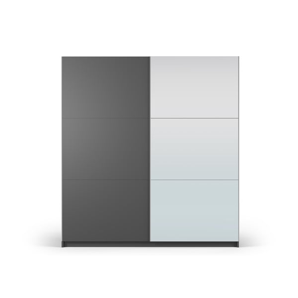 Armadio grigio scuro con specchio e ante scorrevoli 200x215 cm Lisburn - Cosmopolitan Design