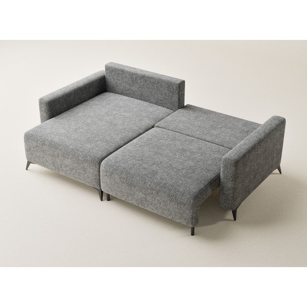 Divano angolare grigio allungabile/con contenitore (con penisola a sinistra/con chaise lounge) con rivestimento in ciniglia Leon – Maison de Rêve-image-3