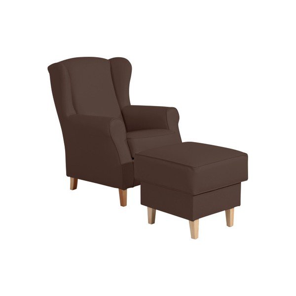 Pouf in similpelle marrone scuro Lorris Brown - Max Winzer-image-1