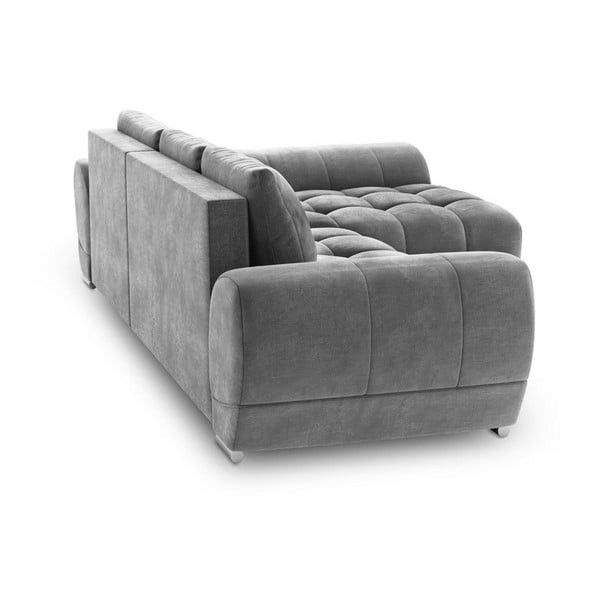 Divano letto angolare grigio con rivestimento in velluto, angolo destro Nuage - Windsor & Co Sofas-image-2