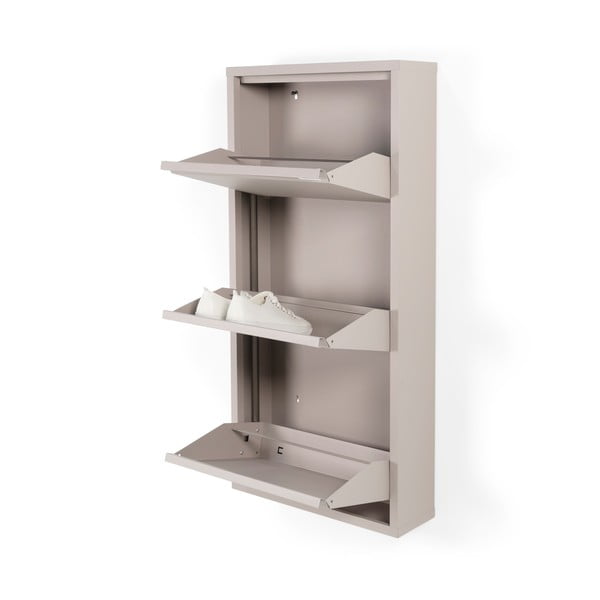 Scarpiera grigio tortora in metallo con ante ribaltabili 50x103x15 cm Billy – Spinder Design-image-2