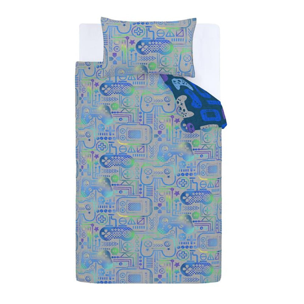 Biancheria da letto per bambini blu/grigia in microfibra per letto singolo 135x200 cm Gamer – Catherine Lansfield | Biancheria da letto per bambini