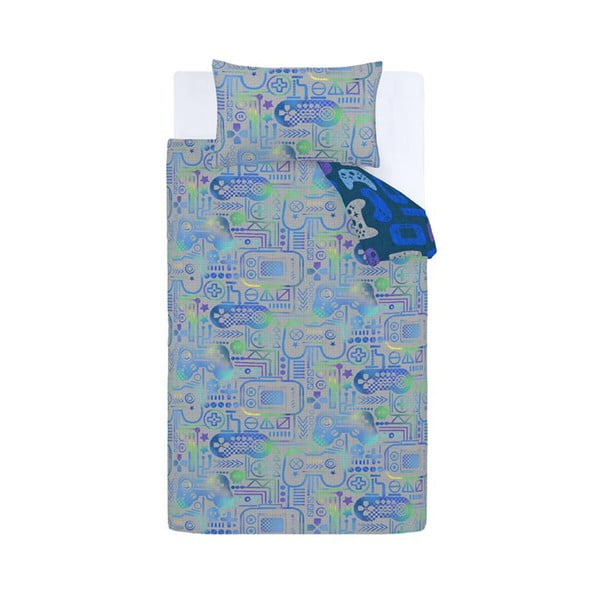 Biancheria da letto per bambini blu/grigia in microfibra per letto singolo 135x200 cm Gamer – Catherine Lansfield