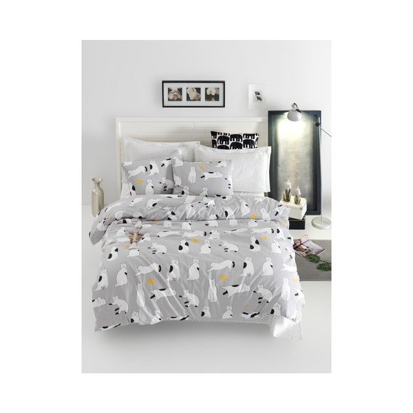 Lenzuolo matrimoniale in cotone Ranforce Grigio, 160 x 220 cm Liana - Mijolnir