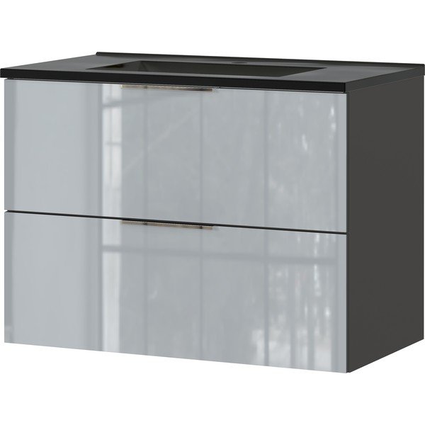 Mobile da parete grigio-nero con lavabo 81x61 cm Vasio - Germania-image-2