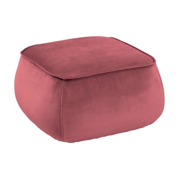 Pouf in velluto rosa corallo , 60 x 60 cm Mie - Actona