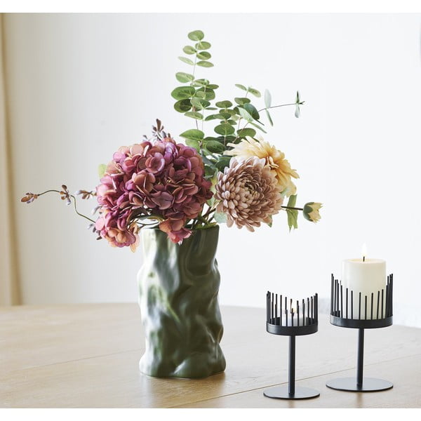 Vaso verde in ceramica (altezza totale 25,5 cm) Lika – House Nordic-image-1