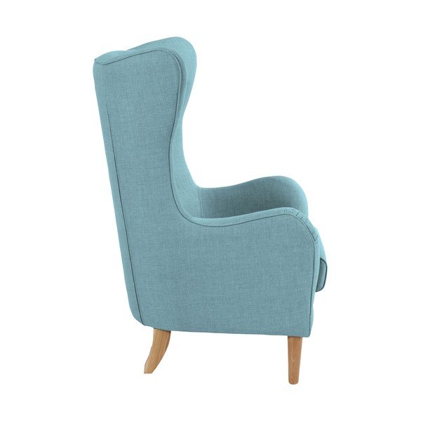 Poltrona in lino con orecchie blu chiaro Miriam - Max Winzer-image-3