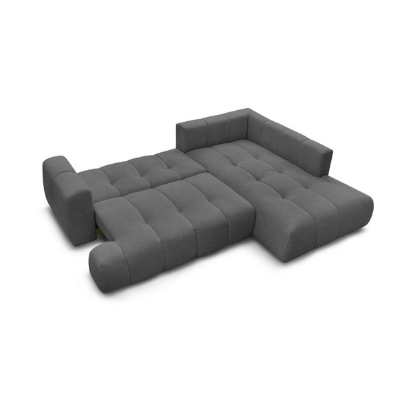 Divano angolare grigio scuro allungabile e con contenitore (penisola a destra/a L) Fuji – Bobochic Paris-image-4