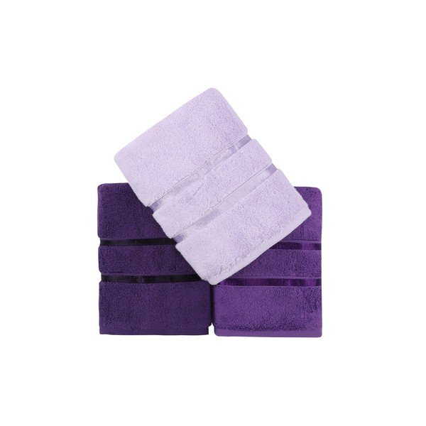 Set di 3 asciugamani in cotone viola Hobby , 50 x 90 cm Dolce - Foutastic-image-3