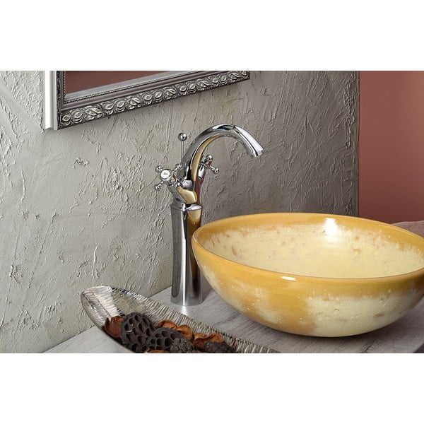 Rubinetto per lavandino in argento lucido verticale Antea – Sapho-image-1