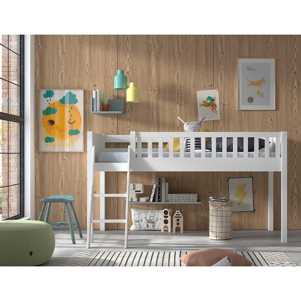 Letto rialzato in pino bianco 90x200 cm SCOTT - Vipack-image-3