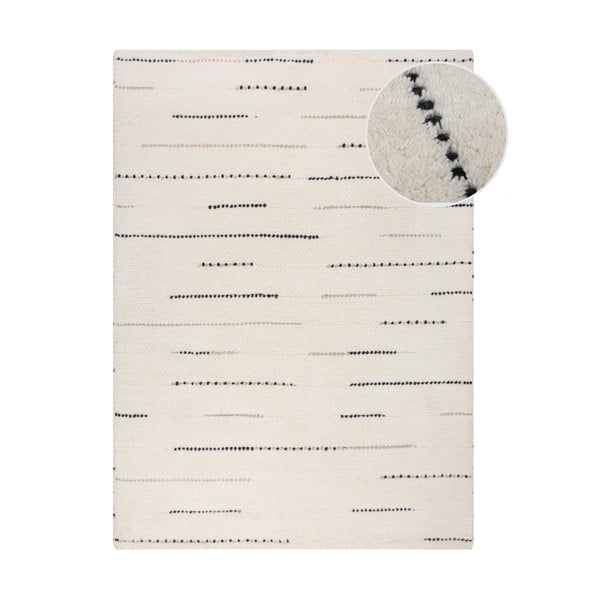 Tappeto in lana tessuto a mano color crema 200x290 cm Dottie Linear - Flair Rugs