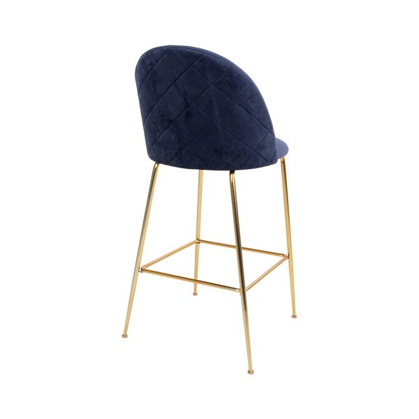 Set di 2 sedie da bar blu con rivestimento in velluto e gambe color ottone Lausanne - House Nordic-image-2