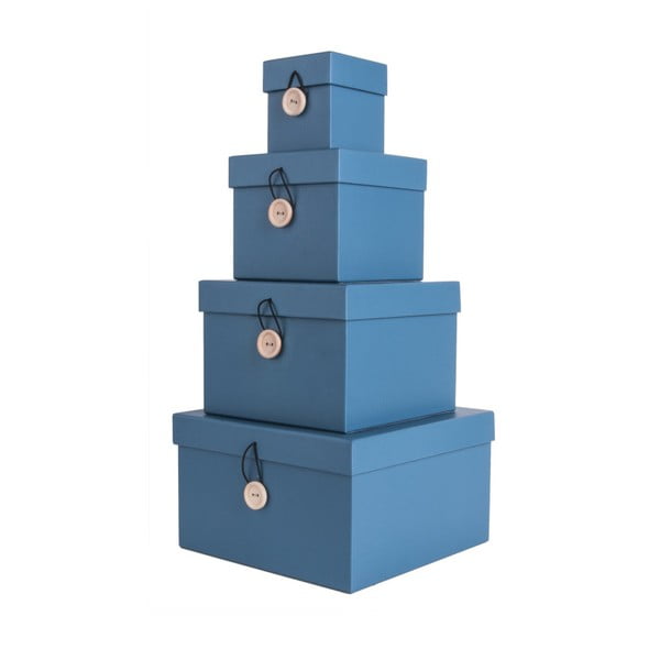 Set di 4 scatole portaoggetti blu con coperchio Uniform - PT LIVING