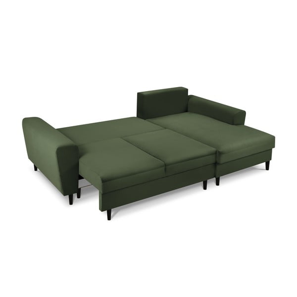 Divano angolare verde allungabile e con contenitore (con penisola a destra/con chaise lounge) con rivestimento in velluto a coste Kyoto – Cosmopolitan Design-image-2