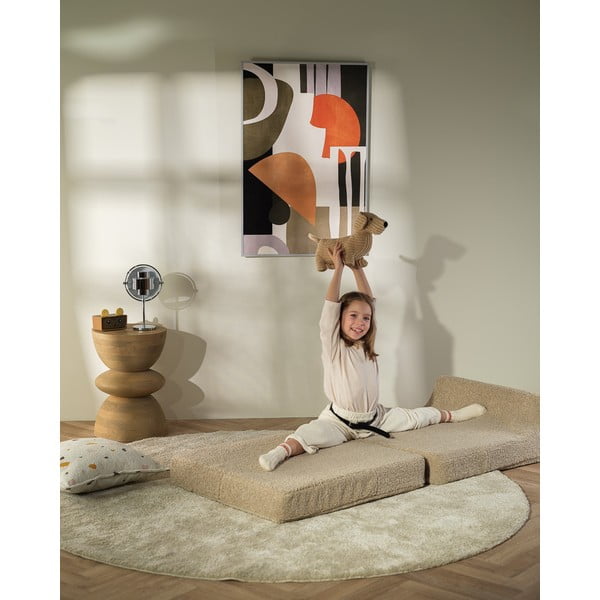 Poltrona per bambini marrone chiaro con rivestimento in bouclé Flipster – Wigiwama-image-4