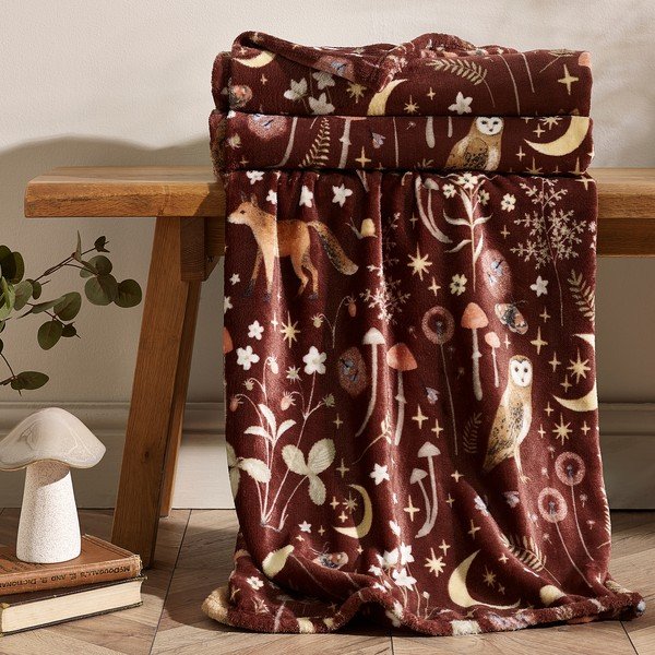 Coperta marrone scuro 130x170 cm Enchanted Twilight Animals – Catherine Lansfield-image-2