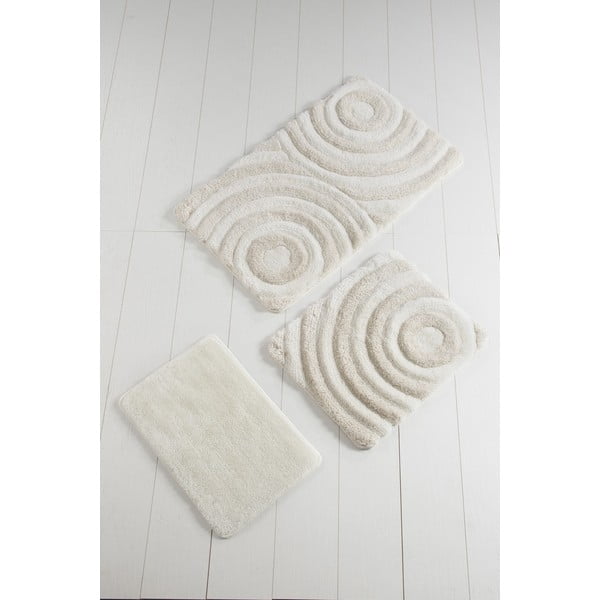 Set di tappetini per il bagno beige 3 pz 60x100 cm Wave – Foutastic-image-1