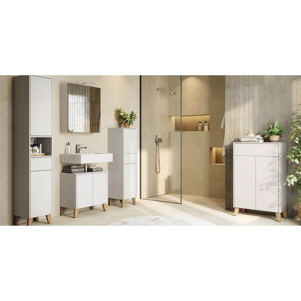 Mobile da lavabo color crema opaco 60x59 cm Arnea – Germania-image-4