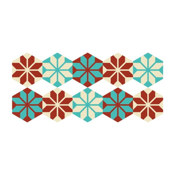 Set di 10 adesivi per pavimenti Esagoni Lili, 20 x 18 cm - Ambiance