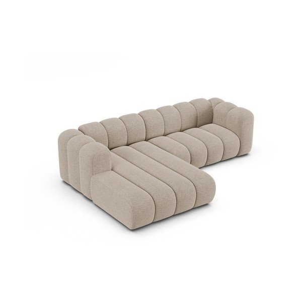 Divano angolare beige (con penisola a sinistra/con chaise lounge) con rivestimento in ciniglia Lupine – Micadoni -image-2