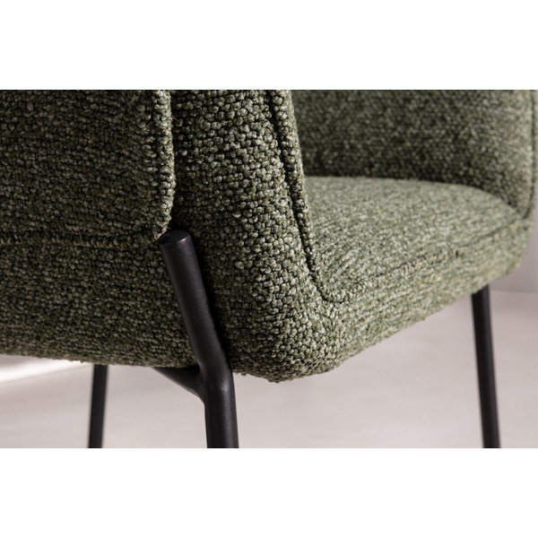 Sedia da pranzo verde imbottito con braccioli Suma – MOME-image-2