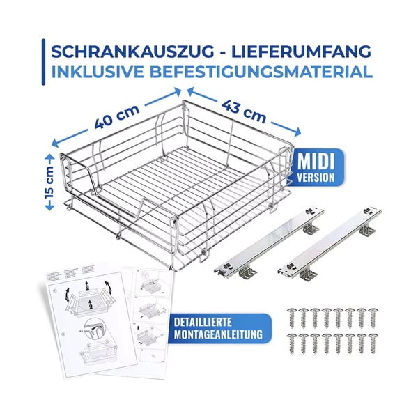 Ripiano estraibile in acciaio inox Slide, 51 x 40 cm - Maximex-image-4