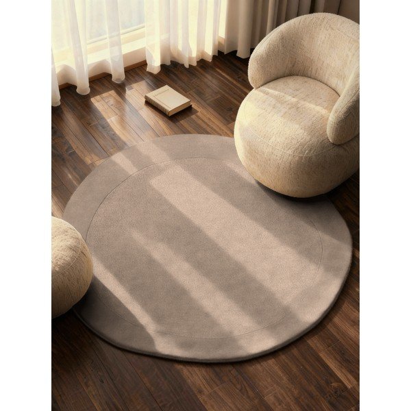 Tappeto rotondo beige in misto lana tessuto a mano ø 160 cm Kari Organic – Villeroy&Boch-image-1